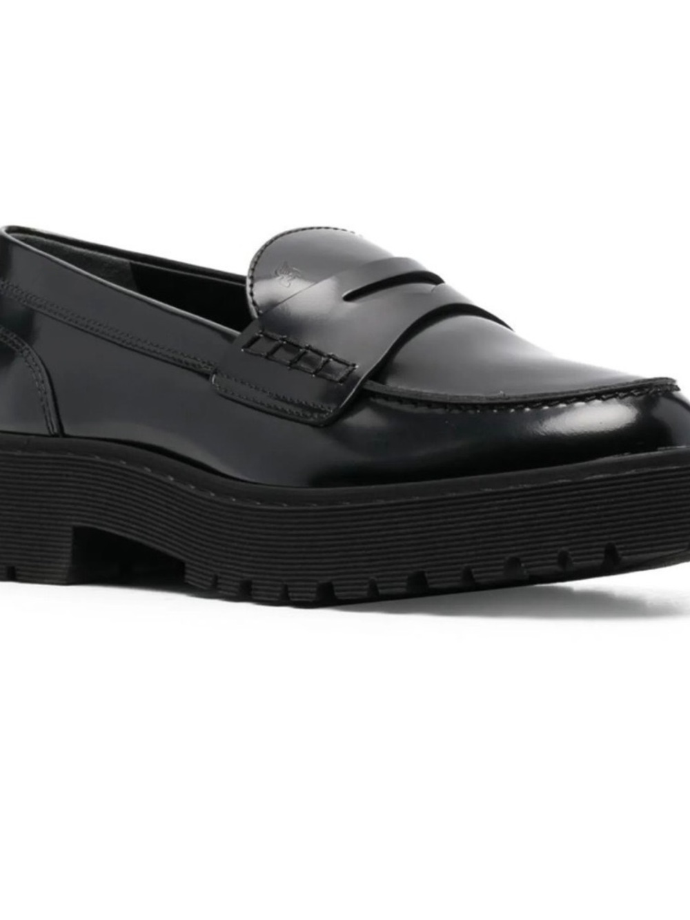 Hogan Black Platform Patent Leather Penny Loafers
